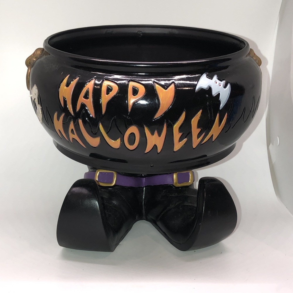 Gemmy Halloween Candy Bowl with Witch Boots Feet Cauldron Motion Sensor 2002